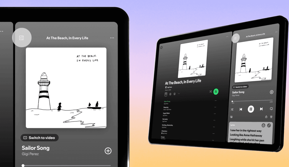 Spotify app for tablet
