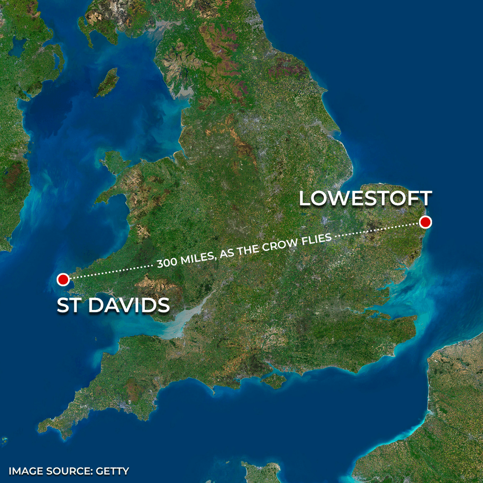 St Davids to Lowestoft walk