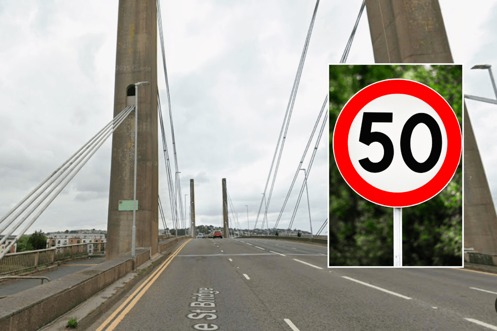 St George's Bridge and 50mph sign