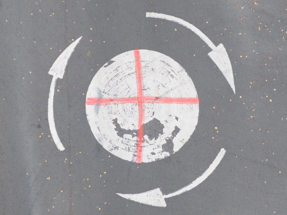 St George's flag on roundabout