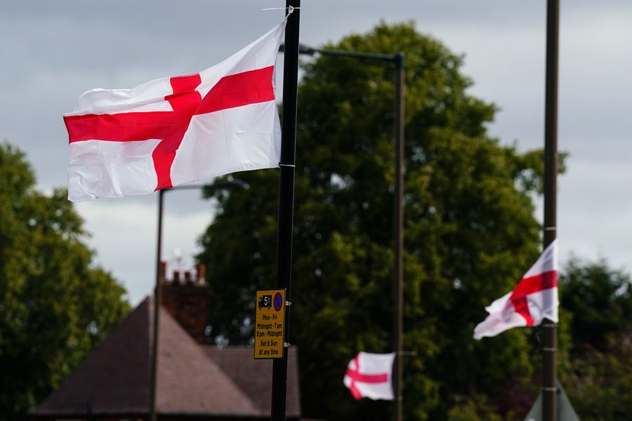 St George's flags fly from lampposts in Highters Heath\u200b