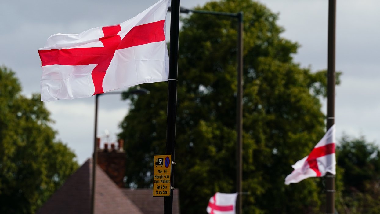 St George's flags fly from lampposts in Highters Heath