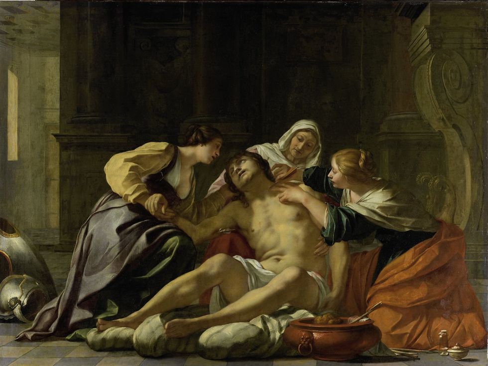 St Sebastian nursed by Irene and her Helpers by Jacques Blanchard