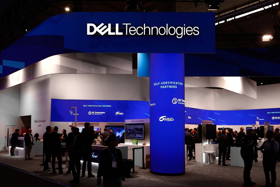 stand in the conference centre for MWC with the \u200bDell Technologies logo