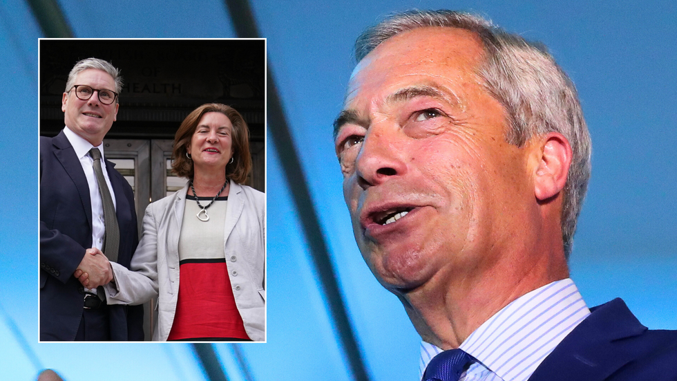 Starmer and Eluned Morgan/Nigel Farage