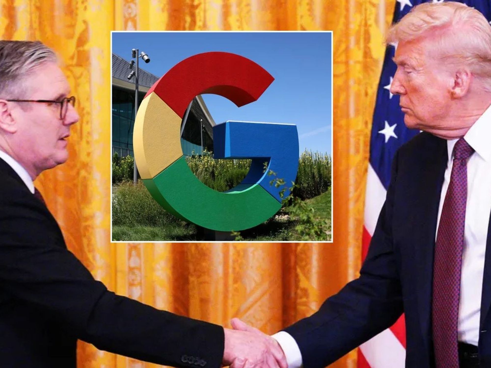 Starmer and Trump shake hands over Google