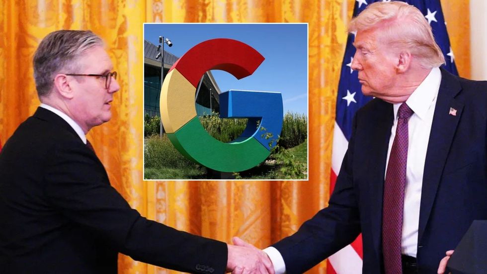 Starmer and Trump shake hands over Google