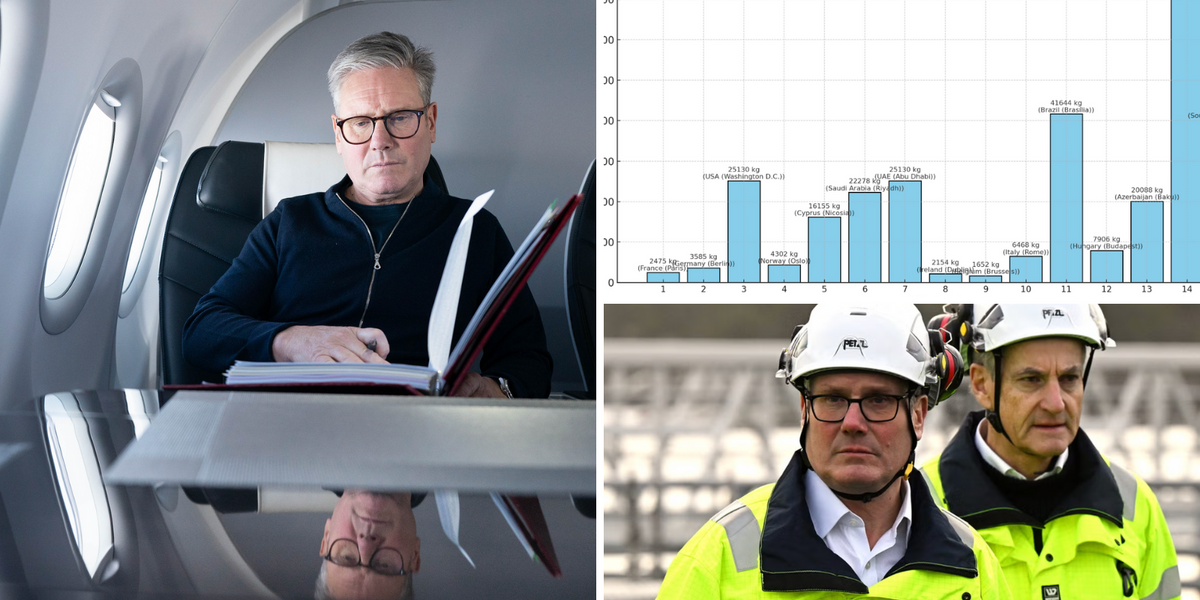 NextImg:EXPOSED: Shock graph shows unbelievable amount of fuel 'green' Starmer has burned jet setting around the world