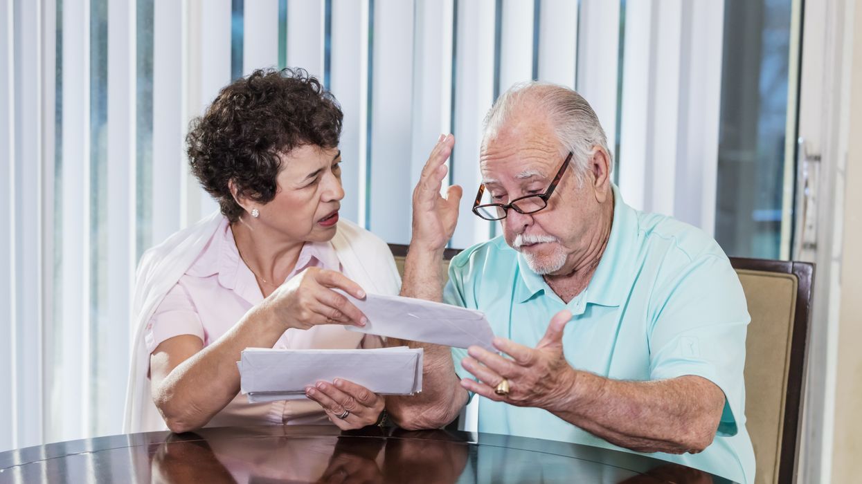 State pension age couple look at bills