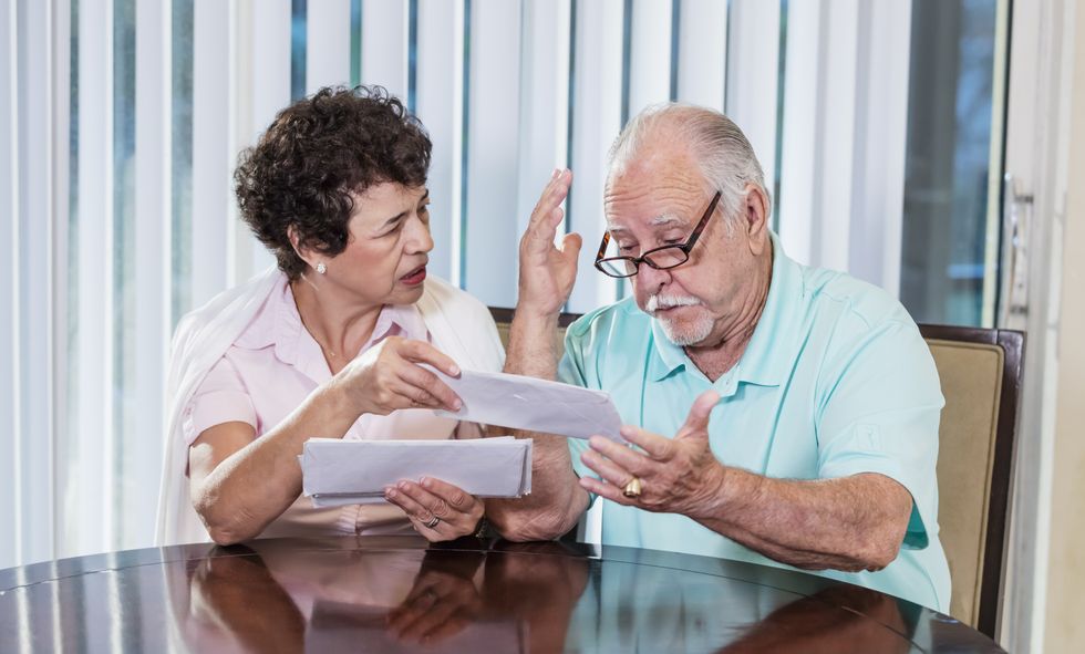 State pension age couple look at bills