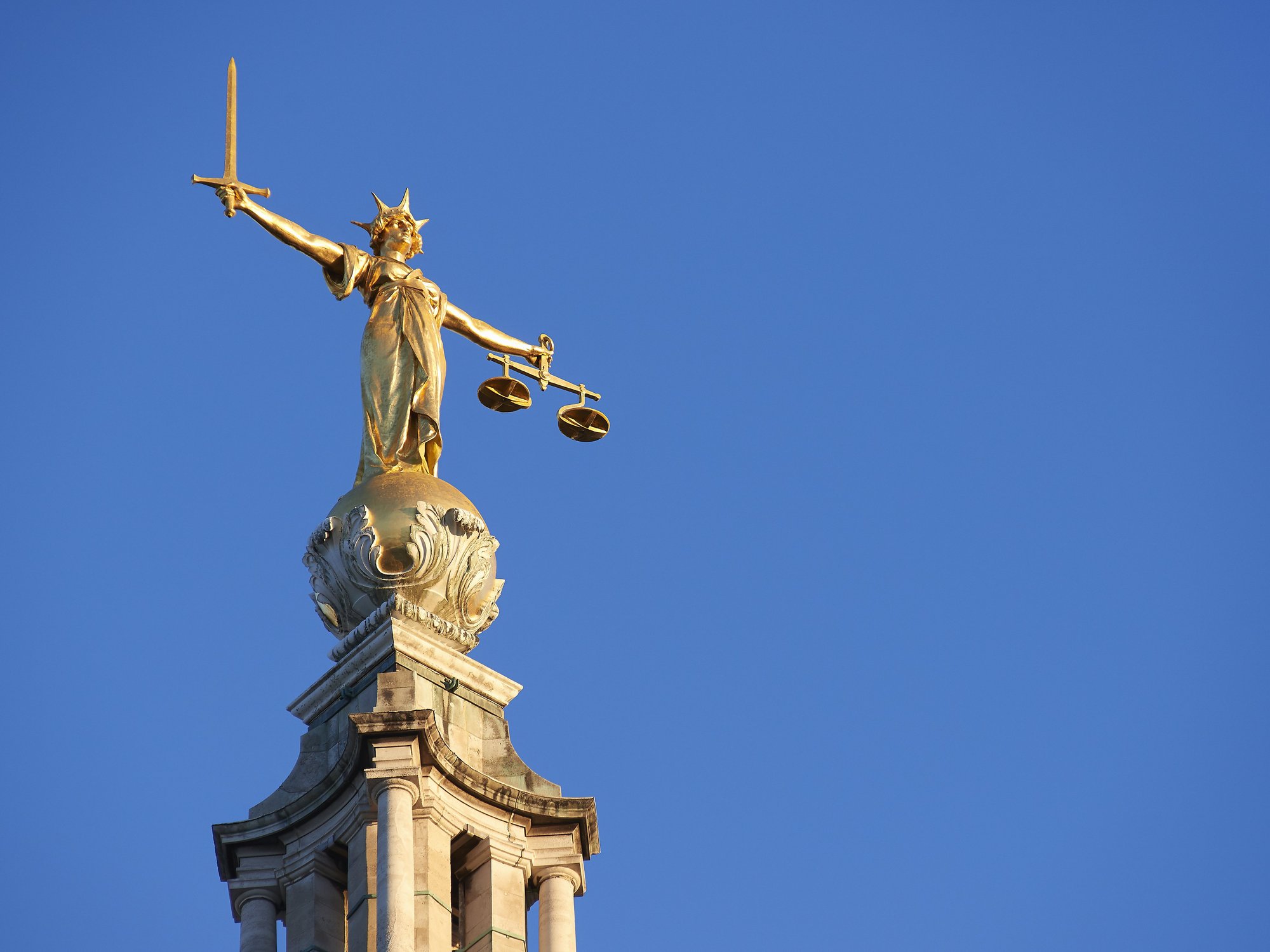 Statue of justice at the Old Bailey