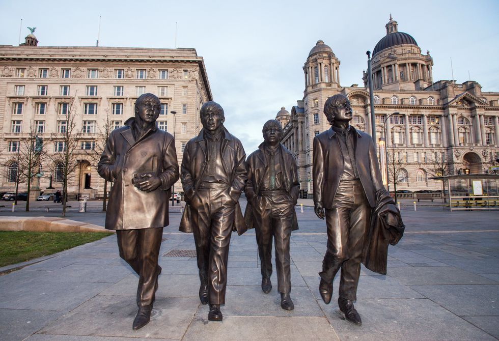 Statue of The Beatles by sculptor Andy Edwards is unveiled at Pier Head on December 4, 2015