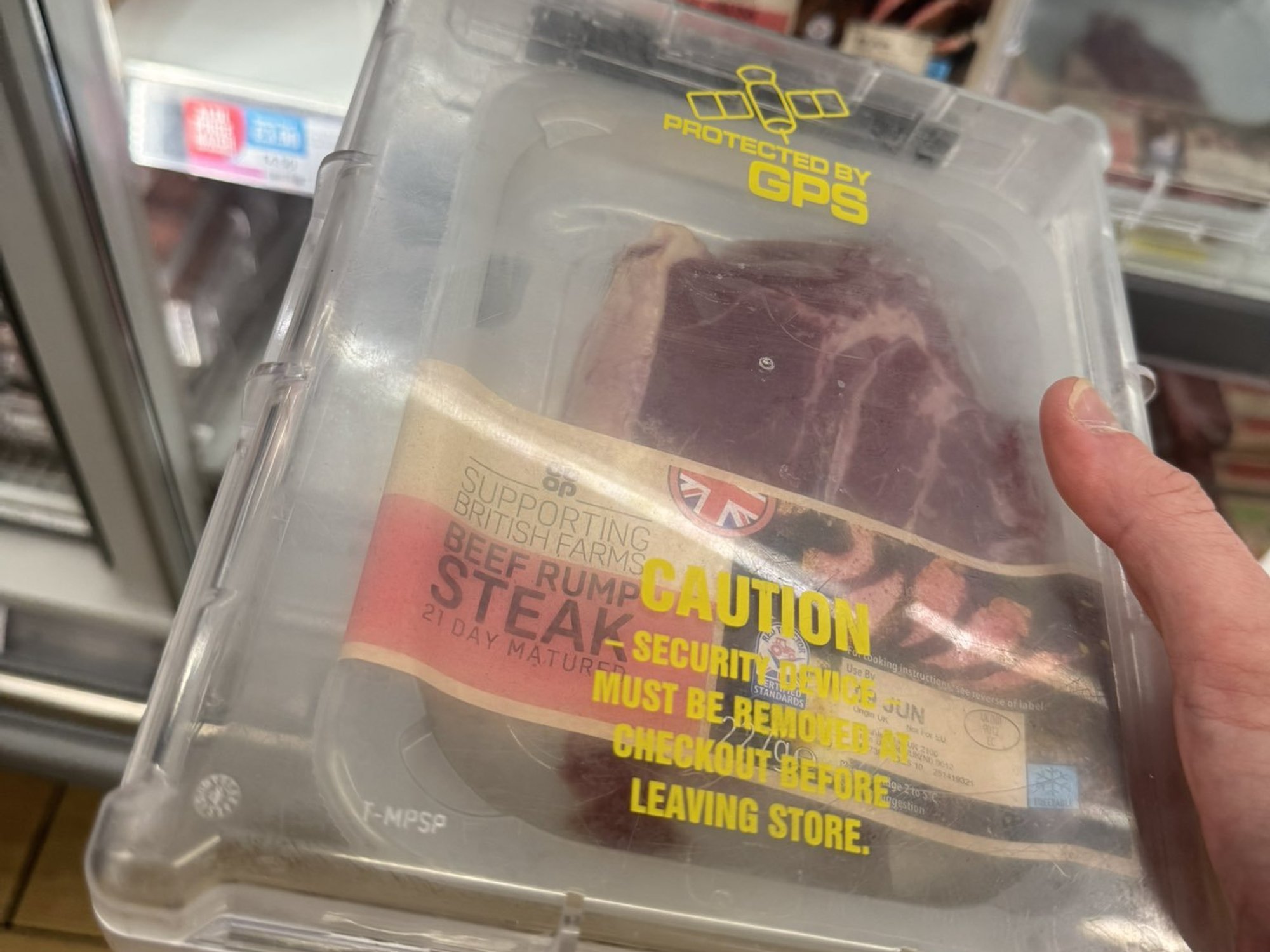Steak in secuirty packaging