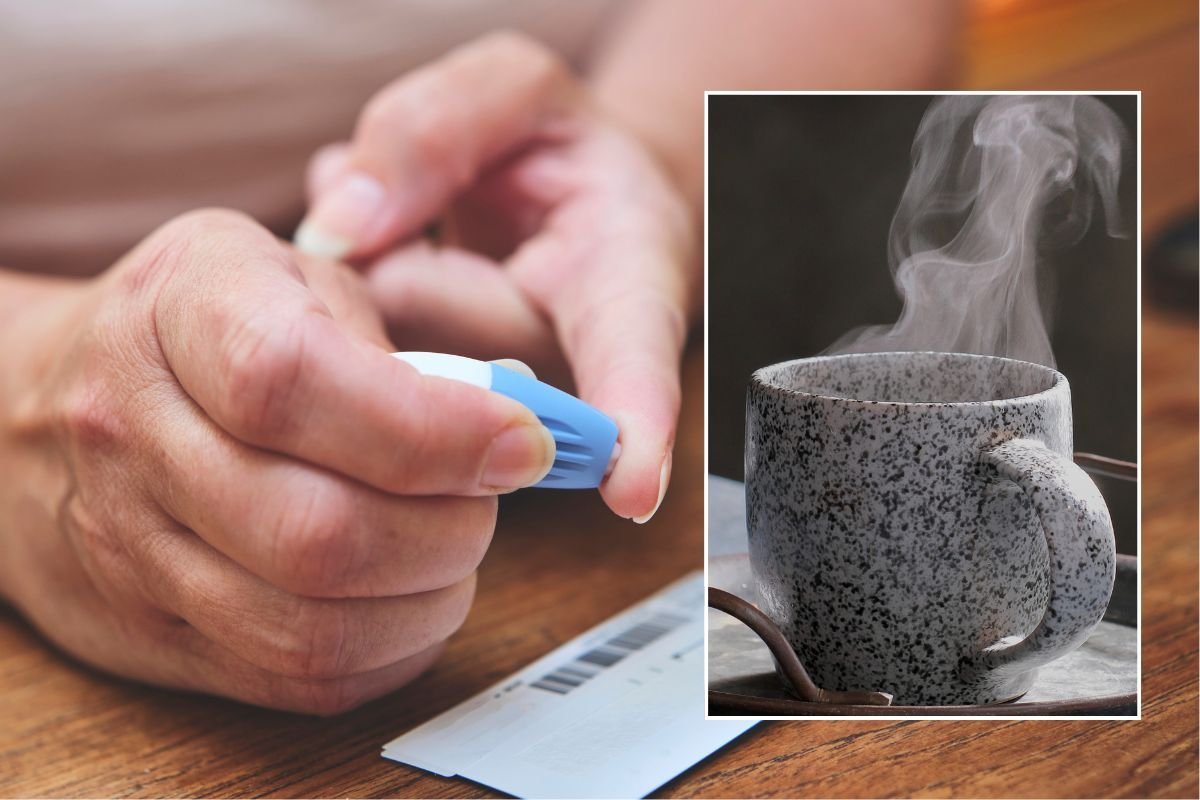 Steaming cup of coffee