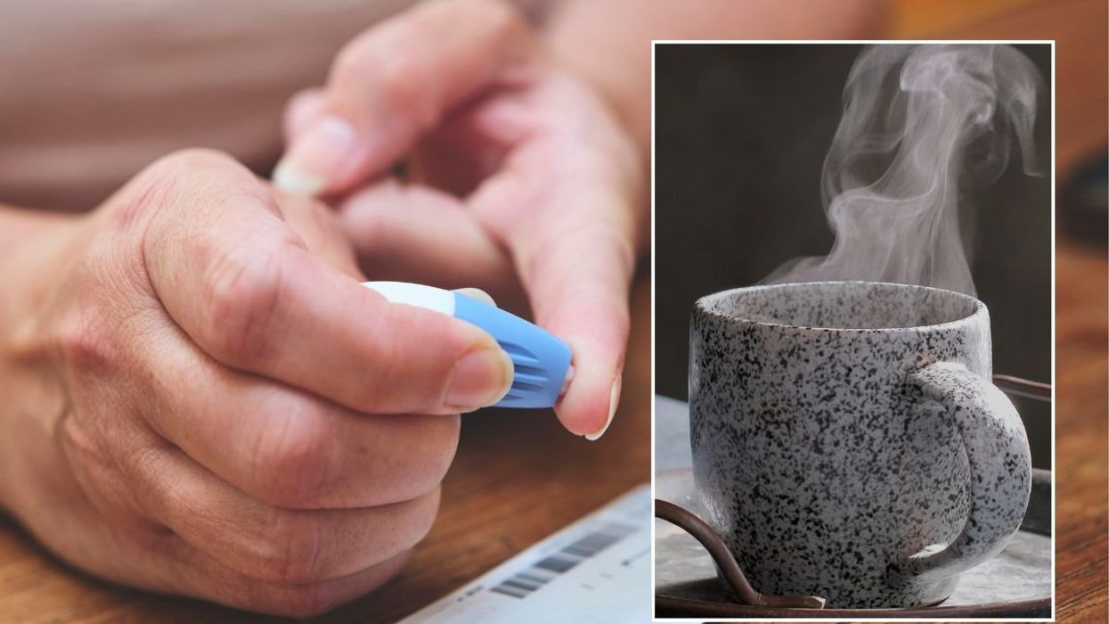 Steaming cup of coffee