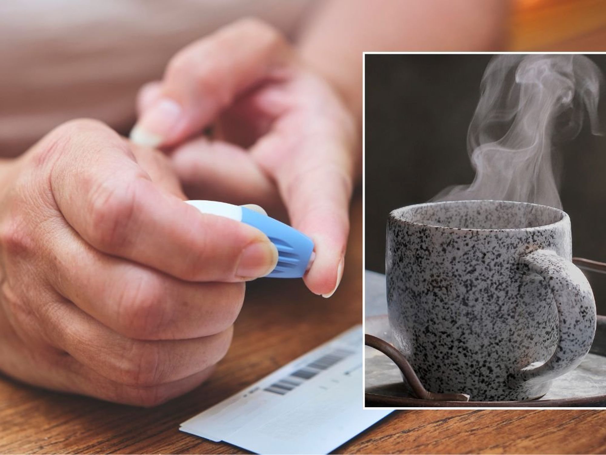 Steaming cup of coffee