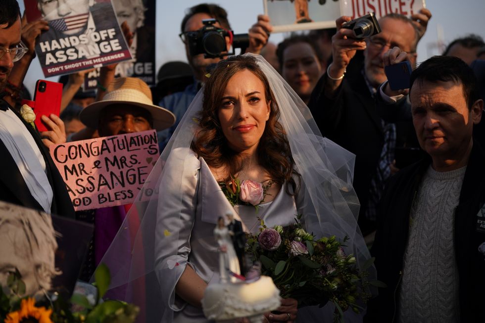 Stella Moris outside HMP Belmarsh, south east London, after her wedding ceremony inside the jail to WikiLeaks founder Julian Assange where he has been held for three years. Picture date: Wednesday March 23, 2022.