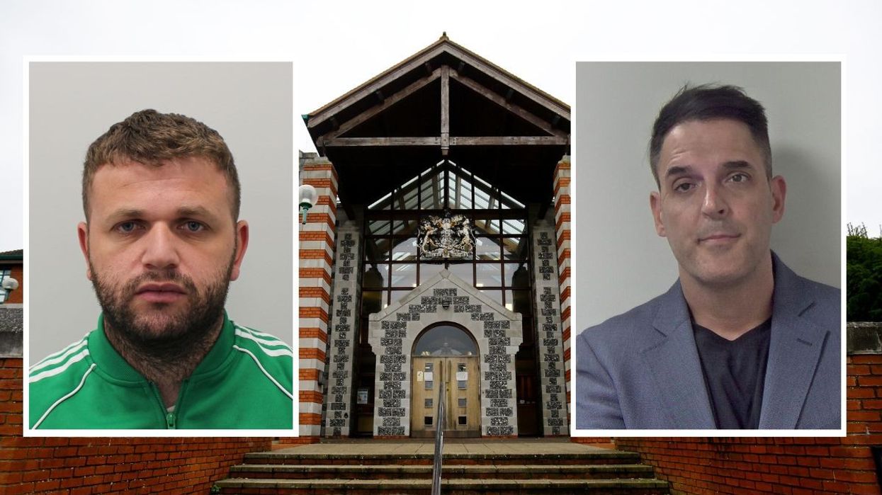 Stephen Orgar and Flavian Suka inset with a picture of Canterbury crown court