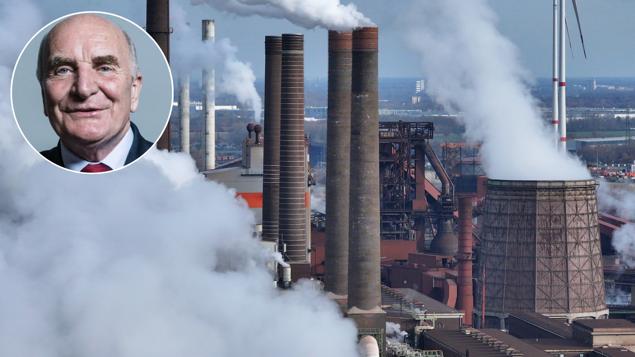 Stephen Pound (left) German factory (right)