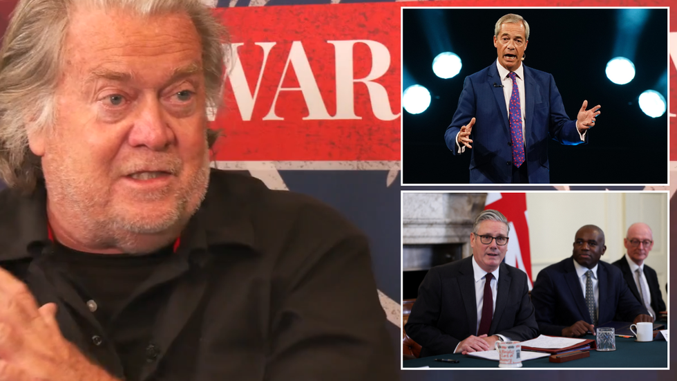 Steve Bannon, Nigel Farage and Keir Starmer