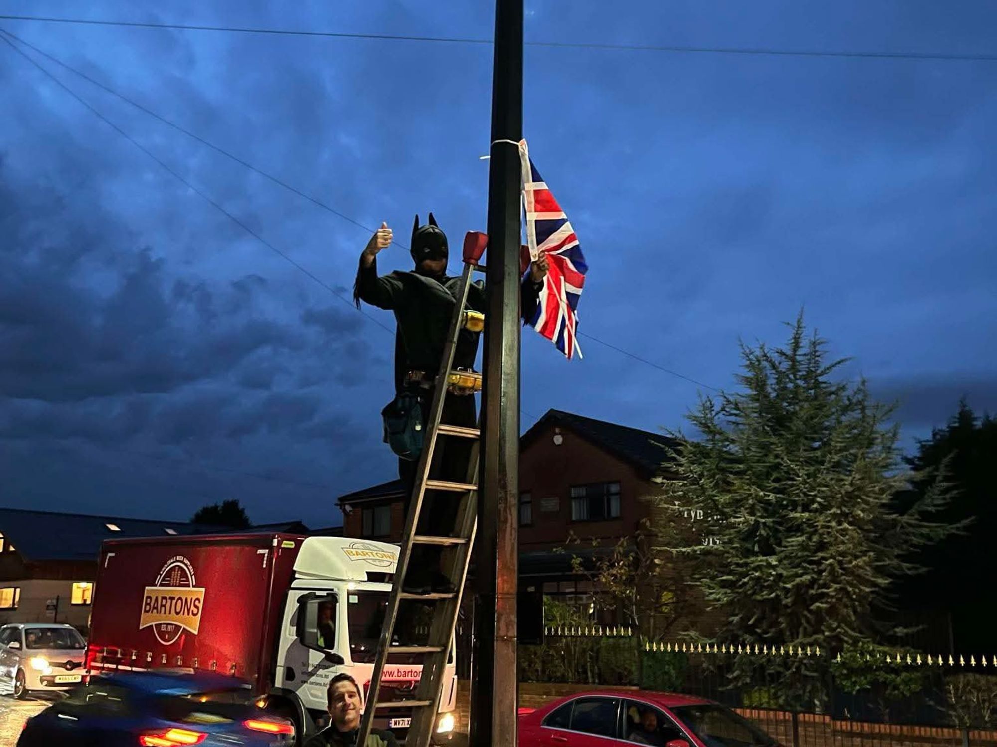 Steve Jones and Jonny Speakman dressed as Batman