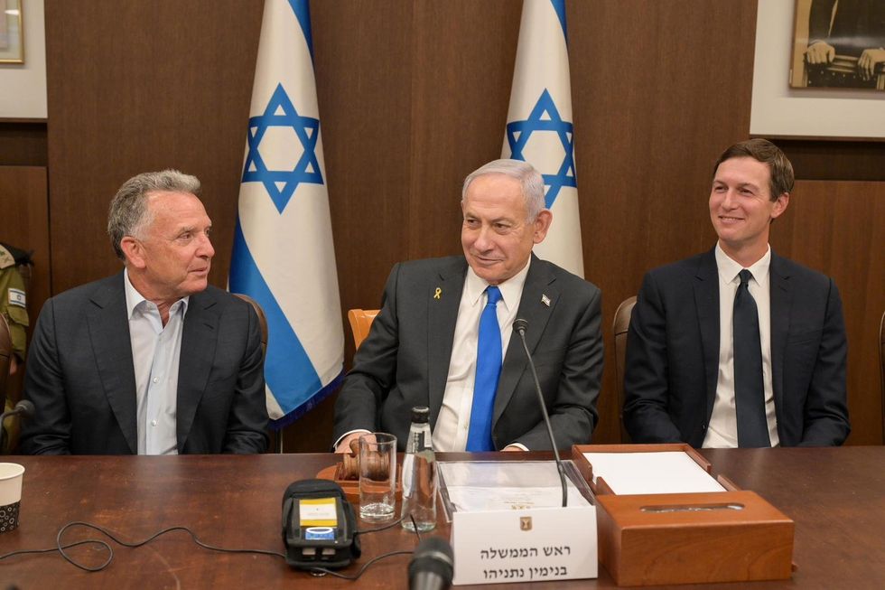 Steve Witkoff, Benjamin Netanyahu and Jared Kushner after the Israeli Government met to vote