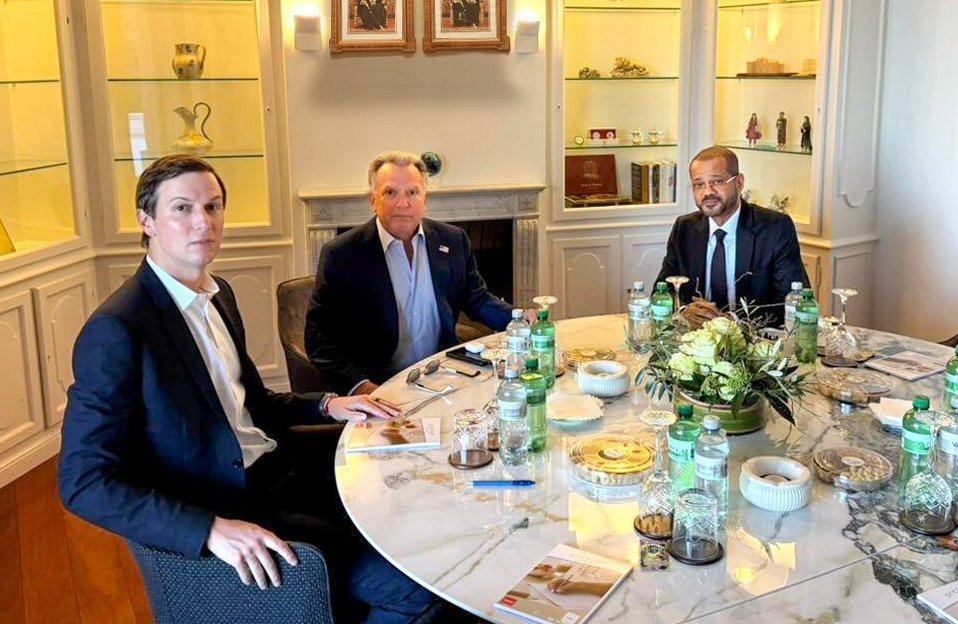 Steve Witkoff, Jared Kushner and Badr bin Hamad Al Busaidi in Geneva