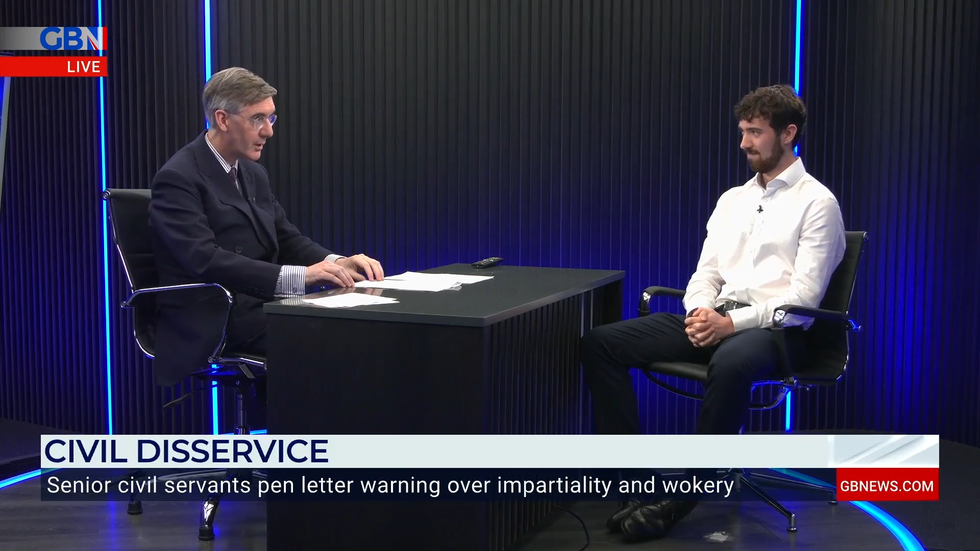 Steven Edginton and Jacob Rees-Mogg appear on GB News