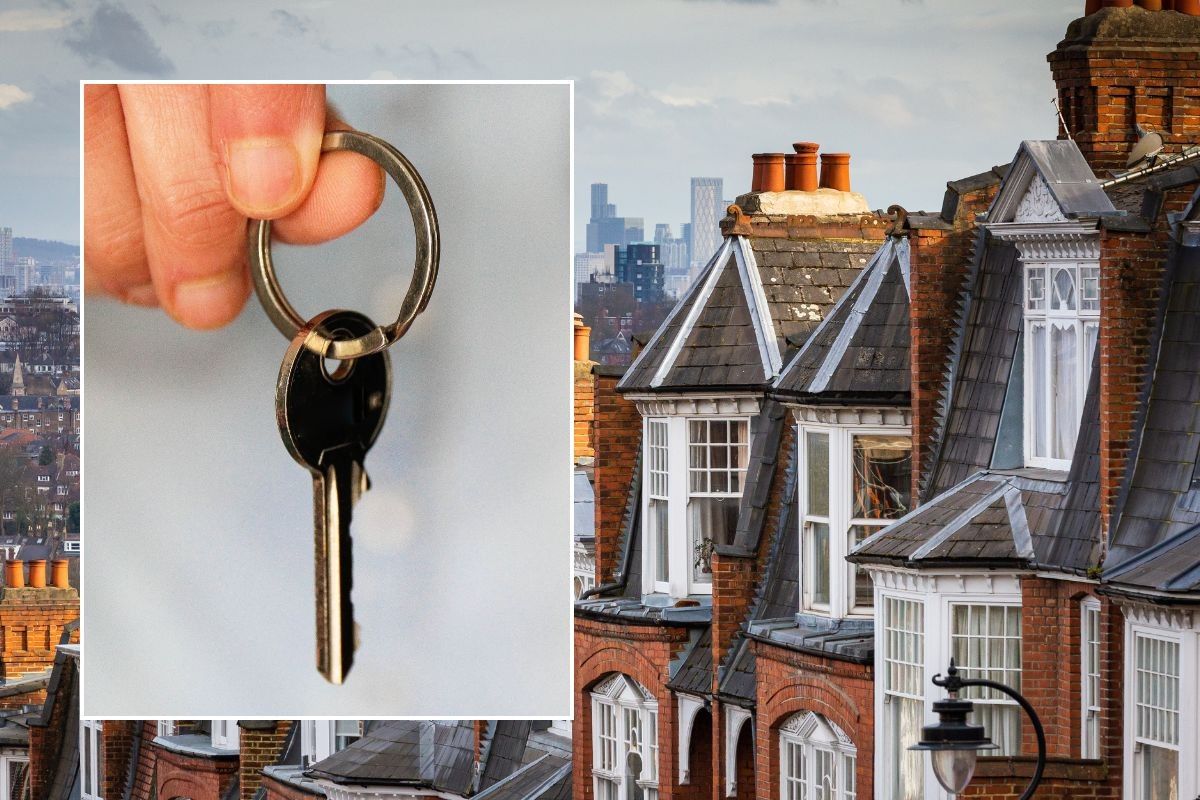 stock image houses and keys