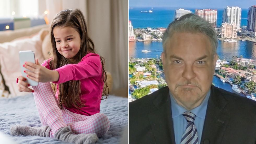 Stock image of child on phone and Dr Daniel Bober