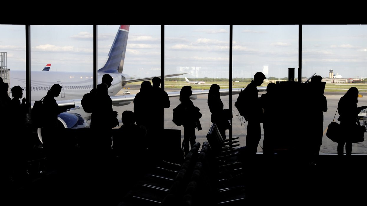 Stock image of queue at an airport