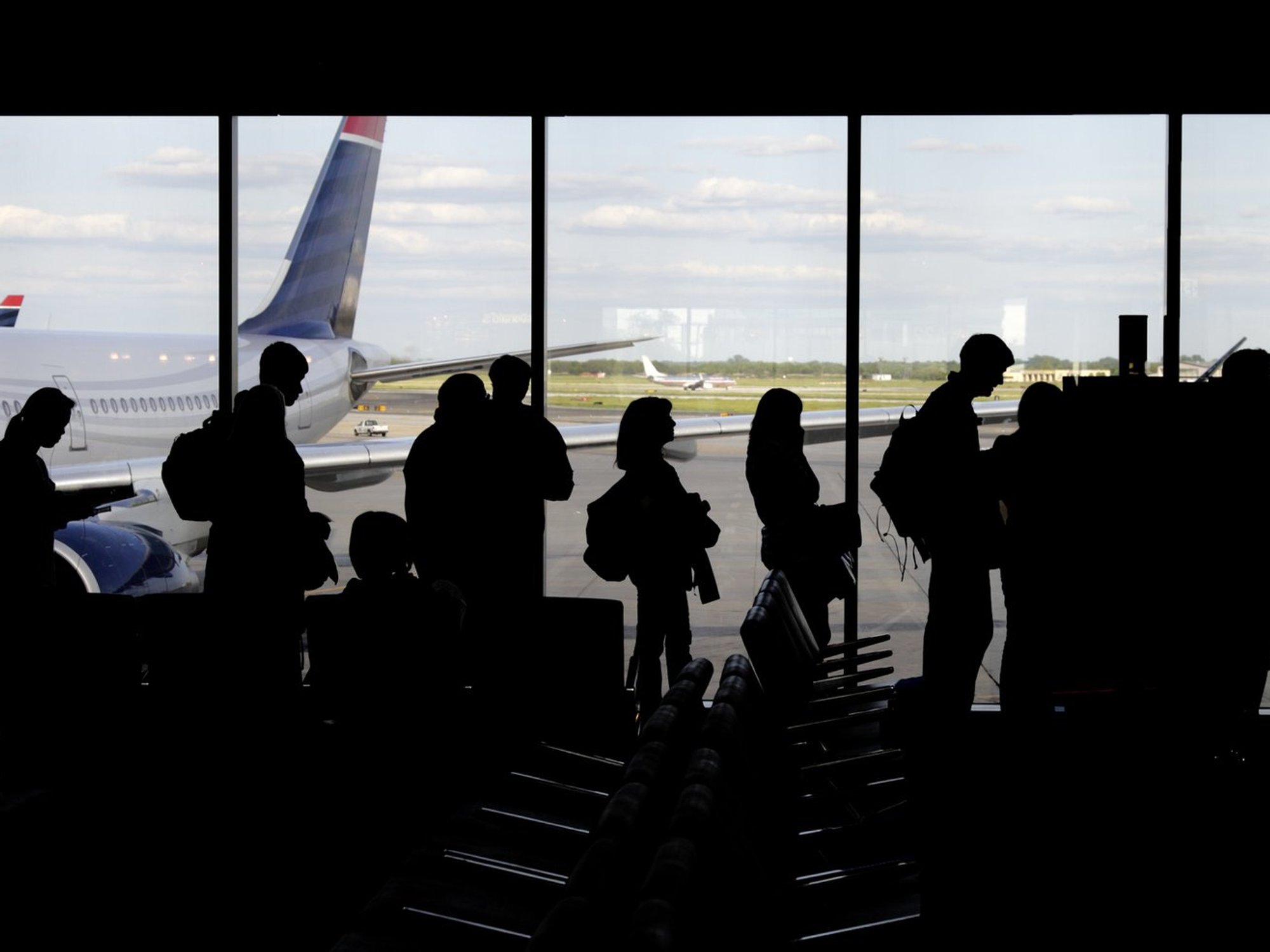 Stock image of queue at an airport
