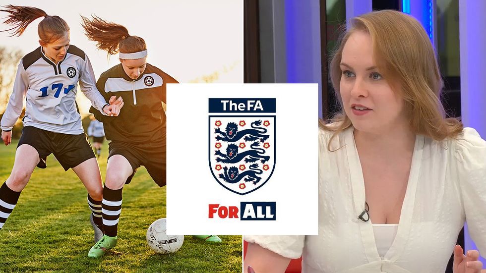 Stock image of women's football, FA logo, Emma Trimble