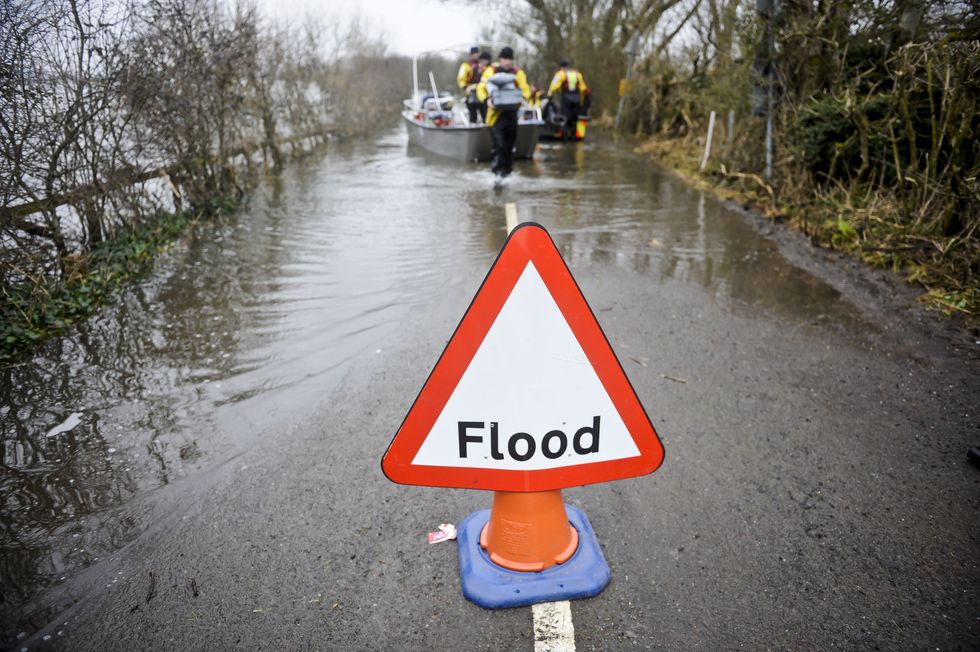 Stock image showing a flood warning sign in England.