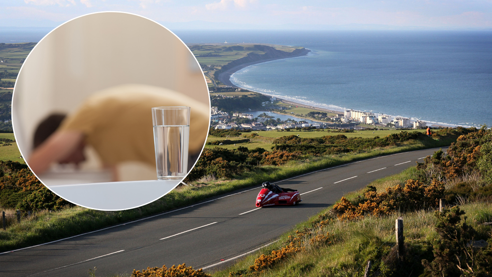 Stock man being sick/Isle of Man