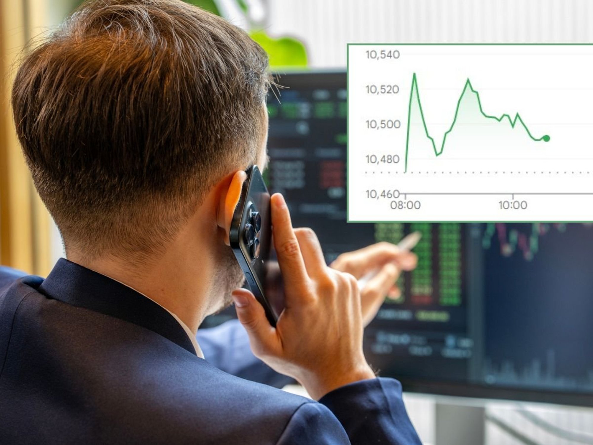 Stock market trader and Ftse graph