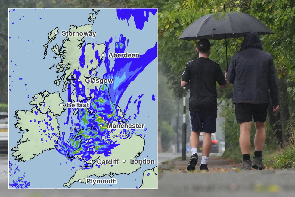 Stock of rainy weather; Met Office rain map