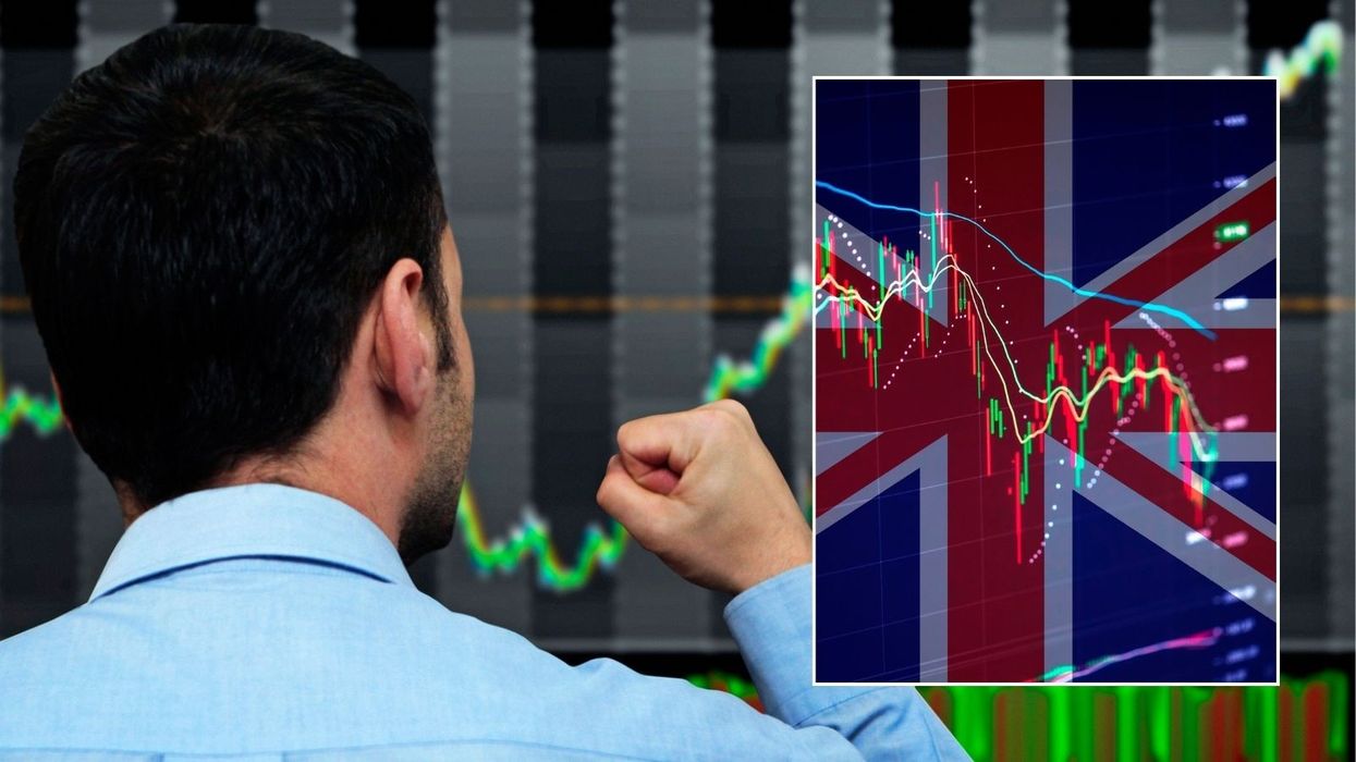 Stock trader and UK flag
