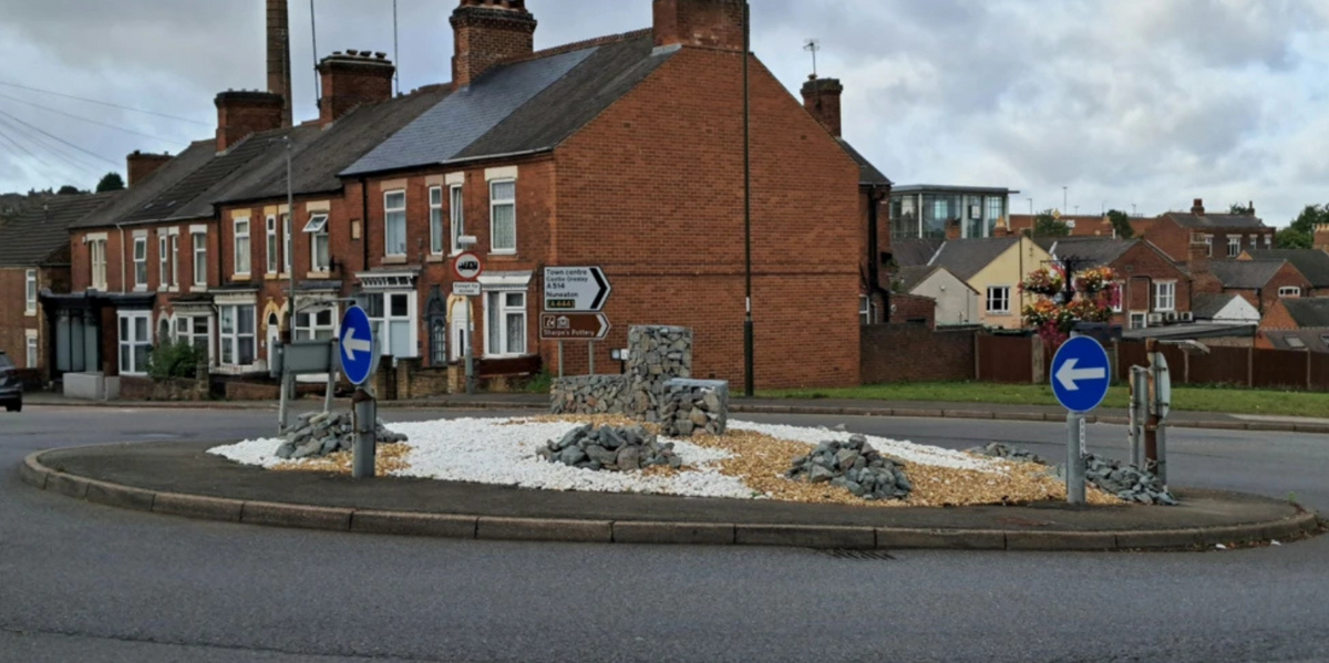 NextImg:Council row erupts over £8k 'monstrosity' roundabout redesign - 'Looks like an awful Stonehenge!'