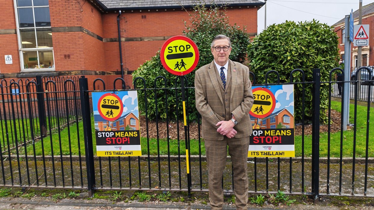 Stop sign outside school