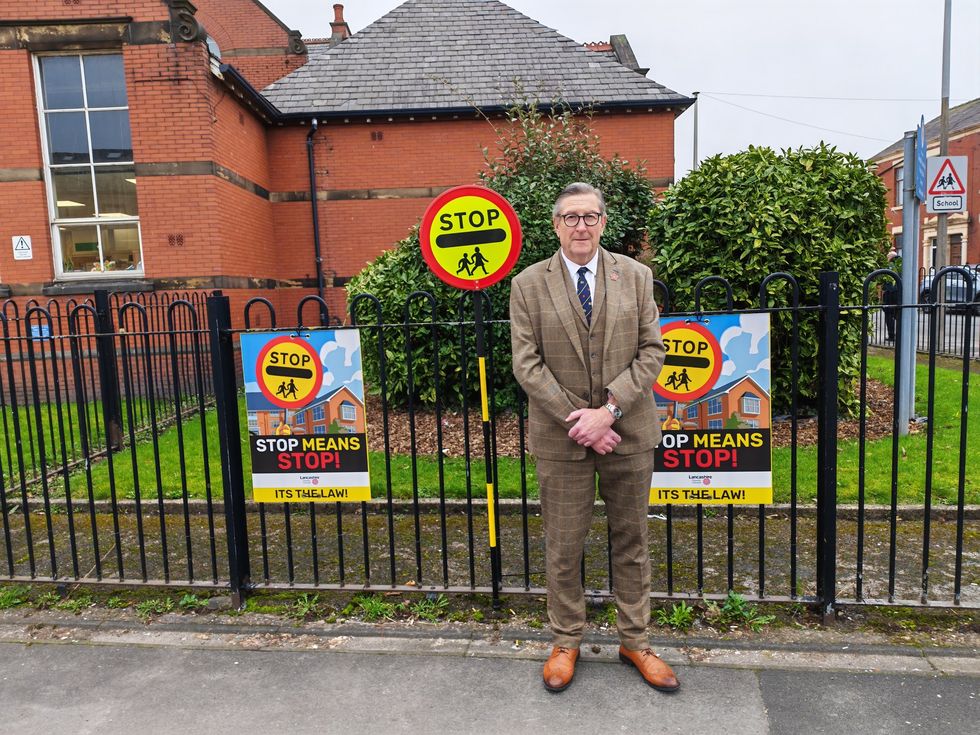 Stop sign outside school