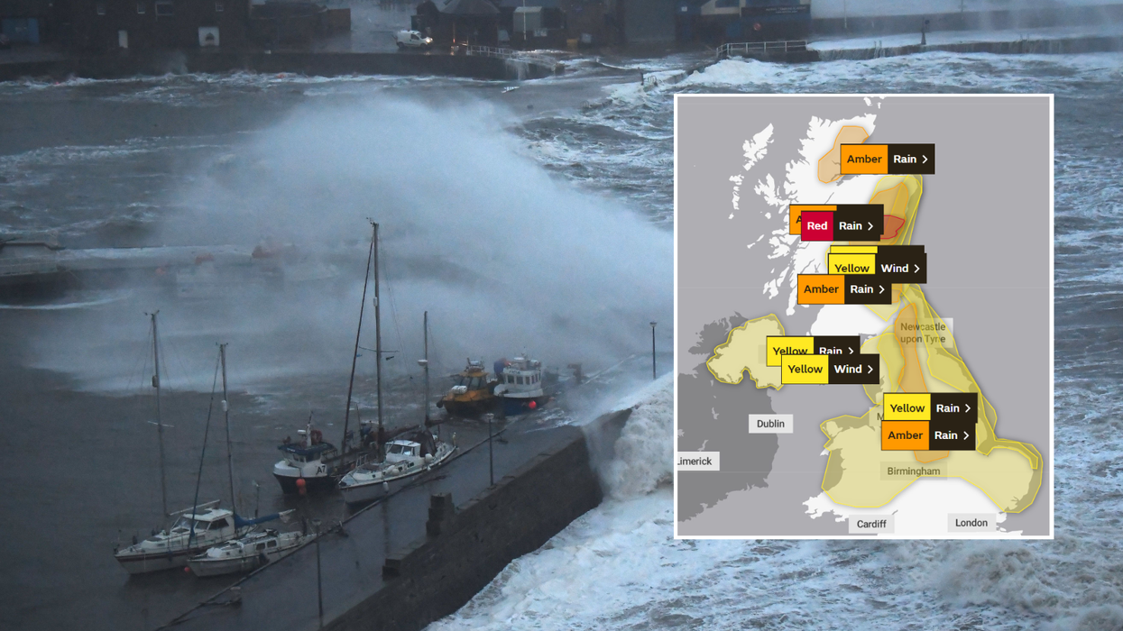 Storm Babet lashes Scottish coast and met office map