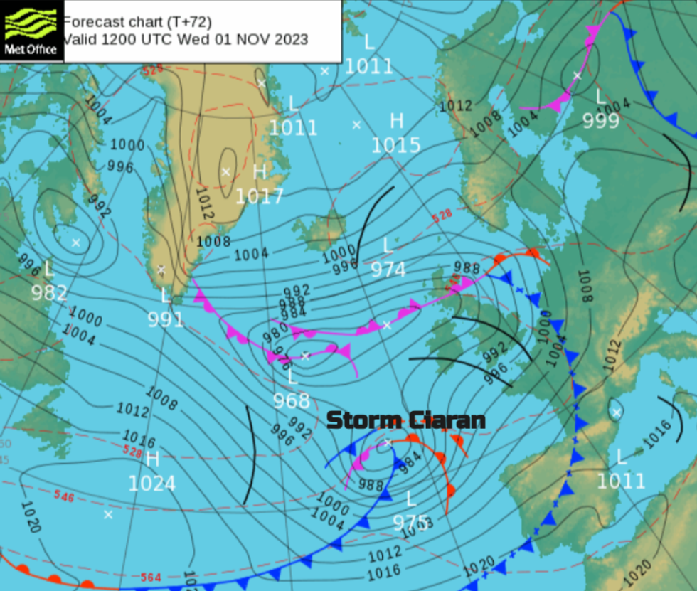 Storm Ciaran weather map