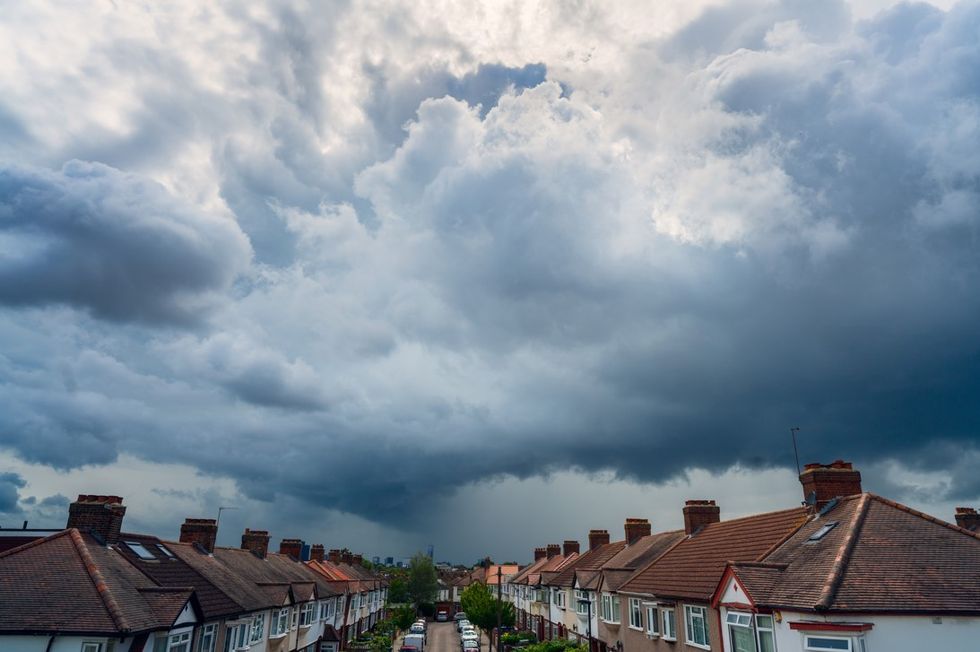 Storm clouds houses