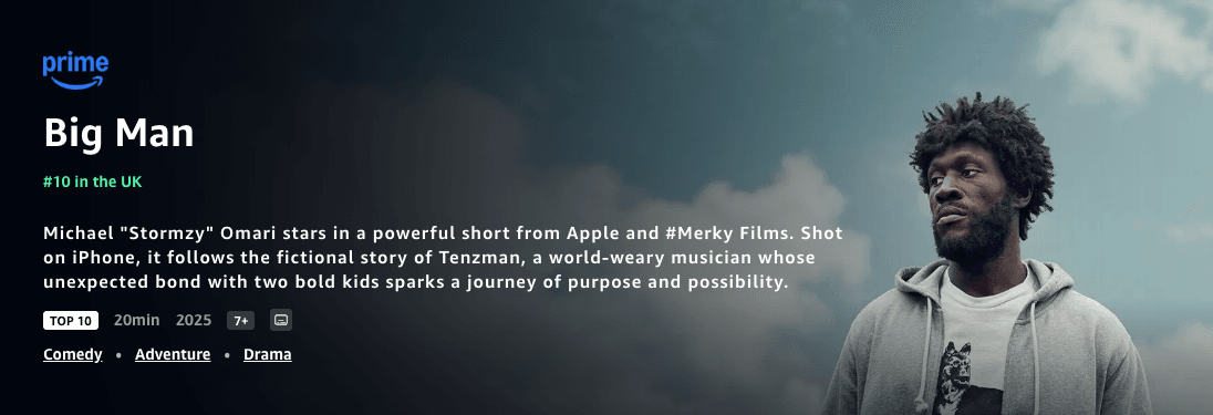 stormzy on the poster for big man