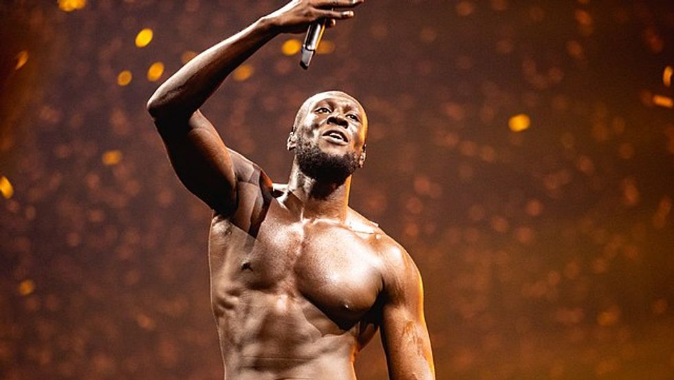 Stormzy performing at the 02 Arena