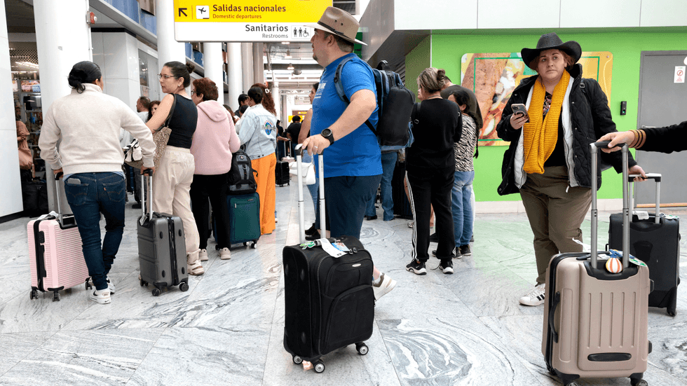 Stranded passengers at Puerto Vallarta airport
