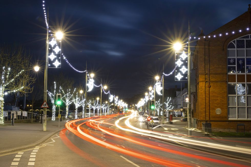 Street lights on British street