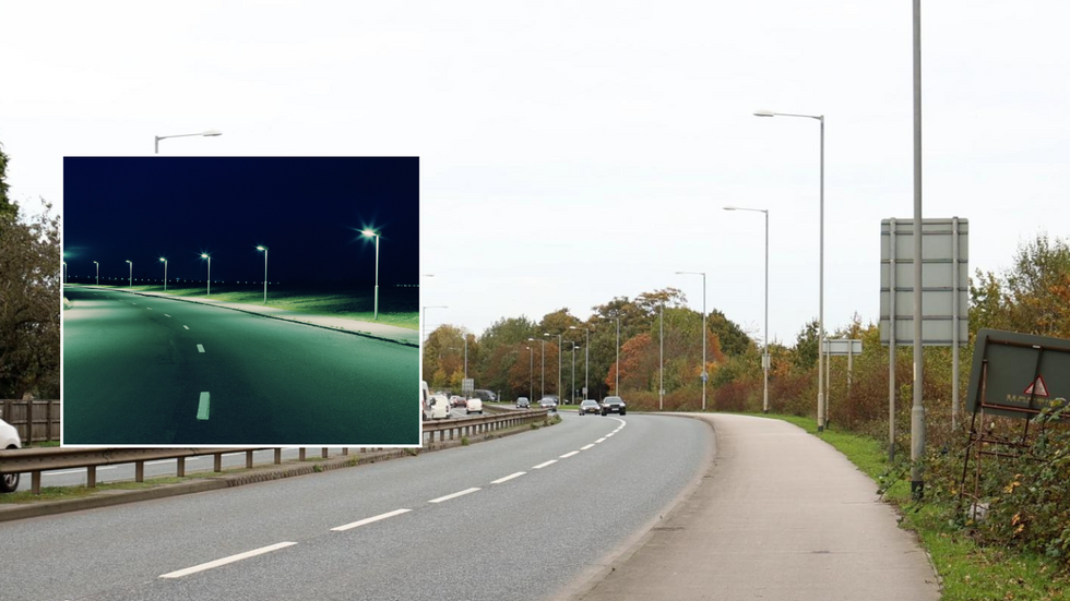 Street lights on stretch of road