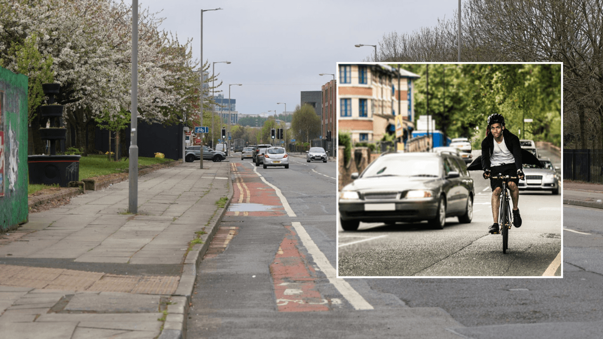 Street of new cycle route and cyclist